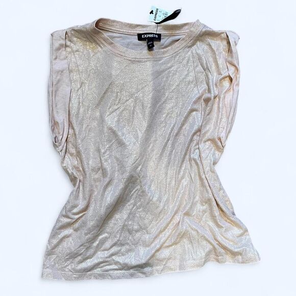 Express Women's Peach and Cream Shirt - Picture 1 of 6